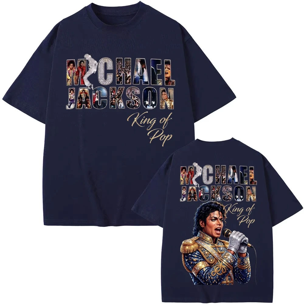 2026 King of Pop Halftone Glove Retro MJ T-shirts Men Women Harajuku Gothic Cool Y2K T-shirt Casual O-Neck Loose Tops view 2