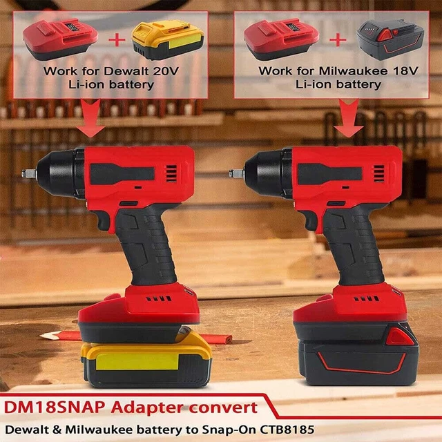 Addewalt & milwaukee 18vリチウムイオンバッテリーからスナップオン18vコードレスツール用アダプター - AliExpress