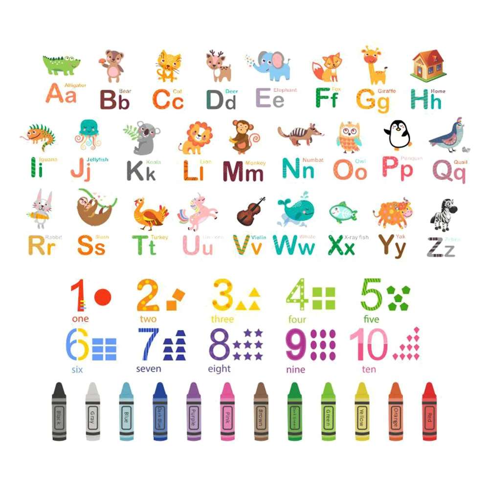 1 Set Alphabet Number Wall Sticker Pvc Self-Adhesive Decal For Kids Room Nursery Classroom Decor Learning Educational Decoration