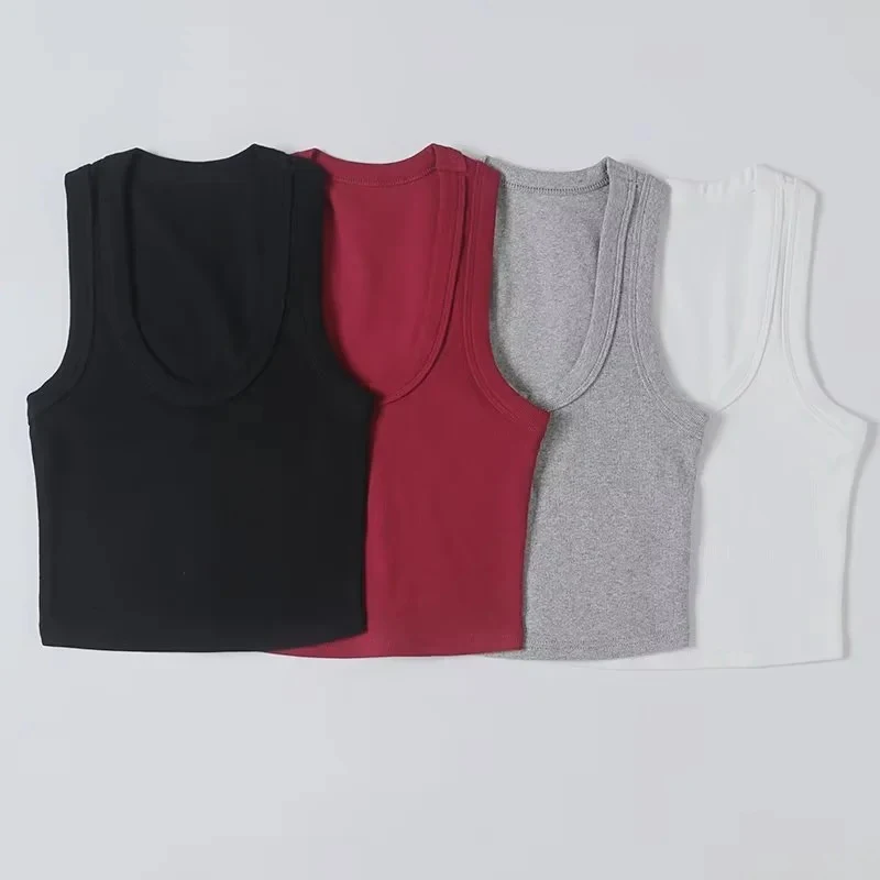 U-neck Wide-brimmed Vests 2023 Summer New Fashion Sexy Women's Crop Tops Sling Vest Camis