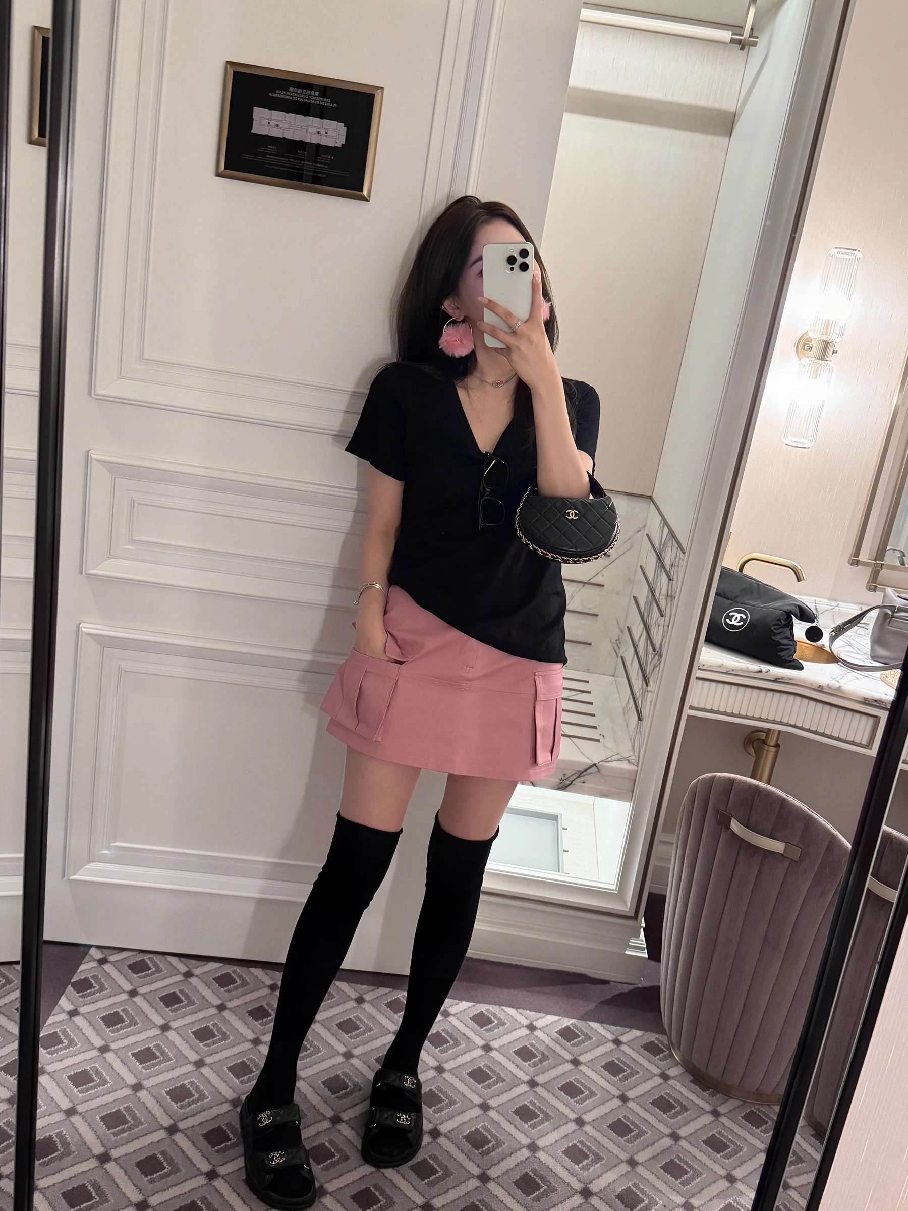 

High Waist A-Line Skirt Highlighting Leg Length Small Fitted f Skirt Sweet Sle Cotton Polyester Blend or...