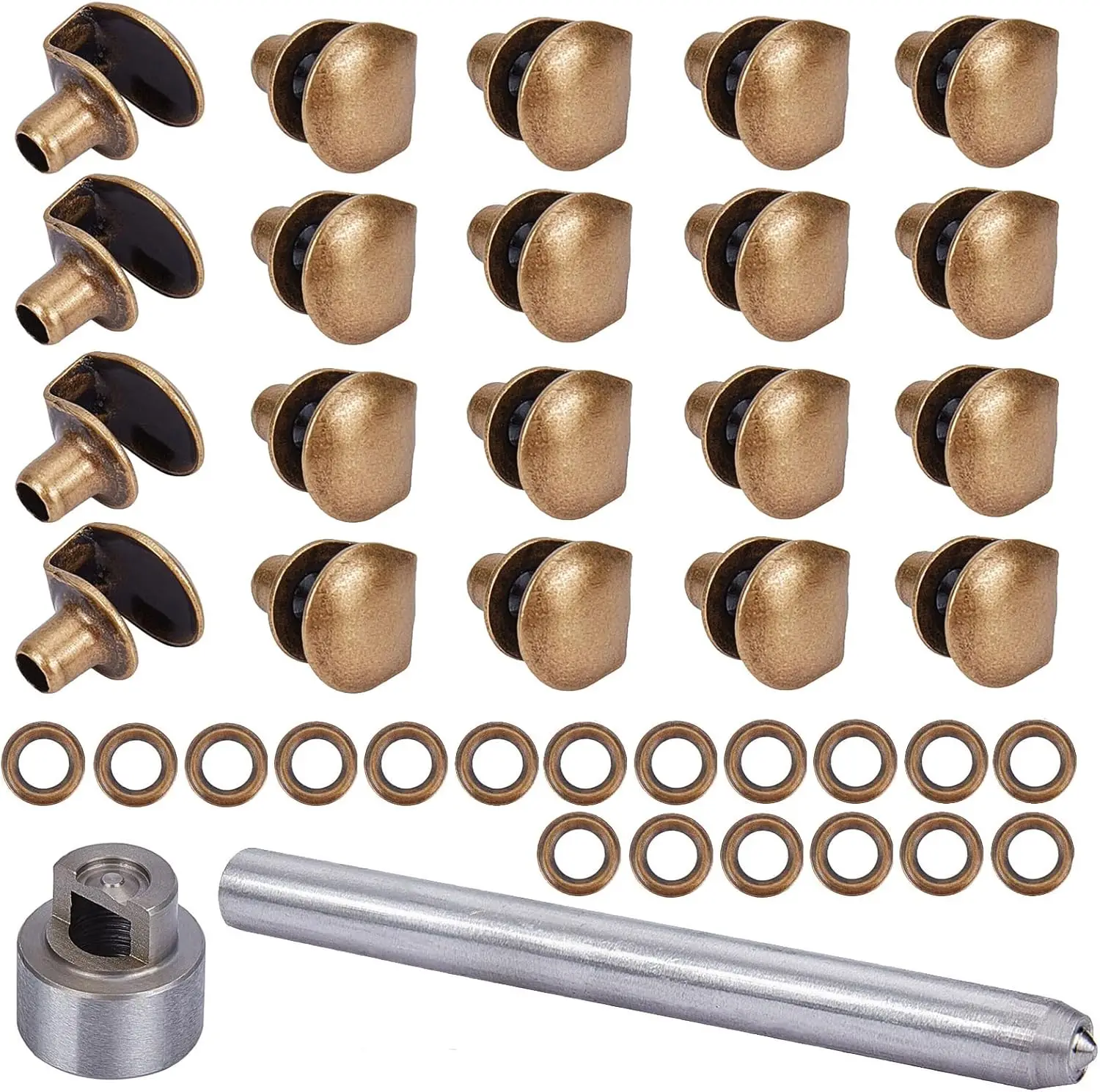 

20 Sets Boot Lace Hooks with Rivets for Climbing Hiking Shoes Outdoor Mountaineering Repair Kit, Antique Brown Brass