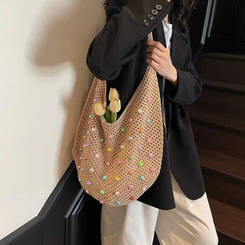 여성용 토트 백 한국 진주 단순 유행 다목적 스위트 숄더 백 럭셔리 브랜드 대용량 휴대용 핸드백