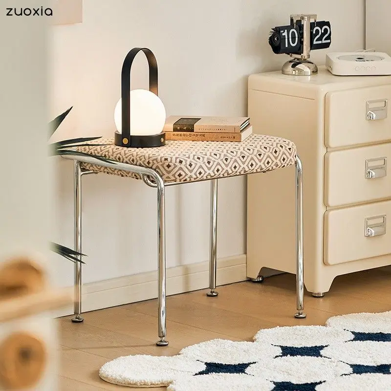 

Nordic Low Chairs, Simple Bedside Makeup Chair for Home Use, Soft Cushioned Stool for Changing Shoes in The Living Room