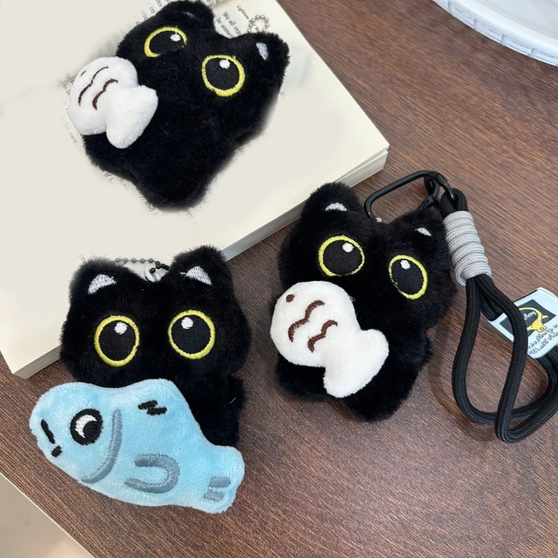 

Lovely Plush Cats Fish Keychain Pendant Bag Phone Pendant Women Backpack Handbag Charm Lovely Car Keyring Decoration