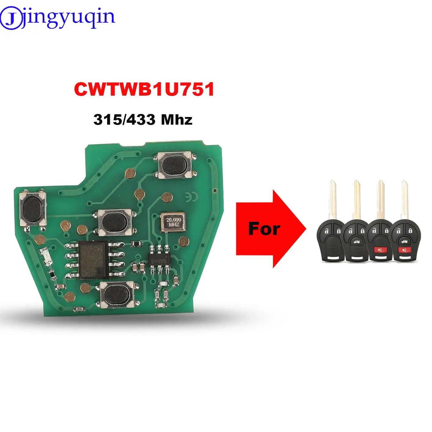 jingyuqin ASK 315 MHZ Nowy kluczyk zdalny do Nissana March Qashqai Sunny Sylphy Tiida 46 Chip Fob Transmitter do CWTWB1U751 H0561