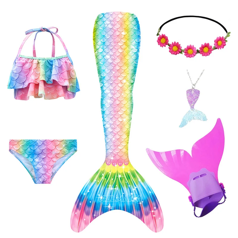 

Костюм русалки для девочек, купальник для девочек, хвост русалки для плавания, можно добавить моноласт, купальник, костюмы Ариэль, косплей, день рождения