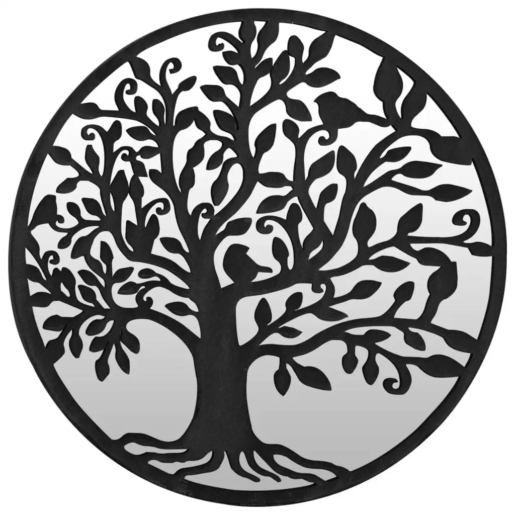 vidaXL Ornement décoratif d'extérieur rond en fer et verre noir Ø40cm, résistant aux intempéries, pour table murale de jardin