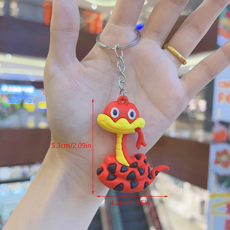 Cute Snake Pendant Keychain Cartoon Chinese Zodiac Snake Year Key Ring Fashion Backpack Decoration Accessories New Year Gifts