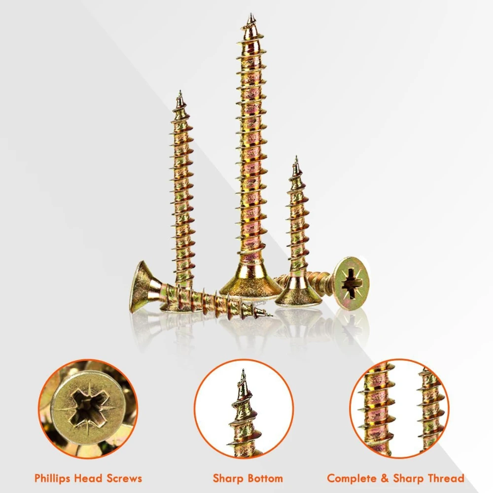 

360pcs Galvanized Cross Countersunk Head Self-tapping Wood Screw Carbon Steel Self-tapping Screws for Solid Wood Home Decoration