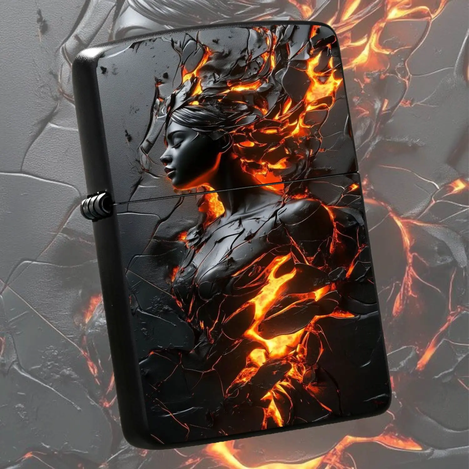 Lava Texture Art Figure Themed Portable Lighter Creative Molten Flame Carving Stylish Practical Accessory Ideal For Outdoor Camping Daily Use Thoughtful Unique Premium Gift For Friends Family Lovers Suitable For Multiple Scenarios Durable H