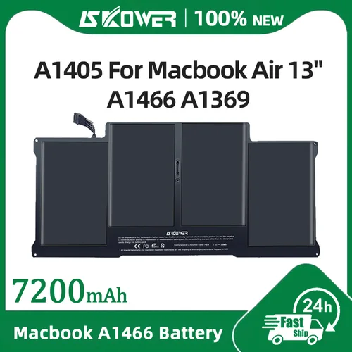 SKOWER A1405 batería 7200mAh para Apple Macbook Air 13 pulgadas A1466(2012-2017) A1369(2011-2012) reemplazo A1469 A1377