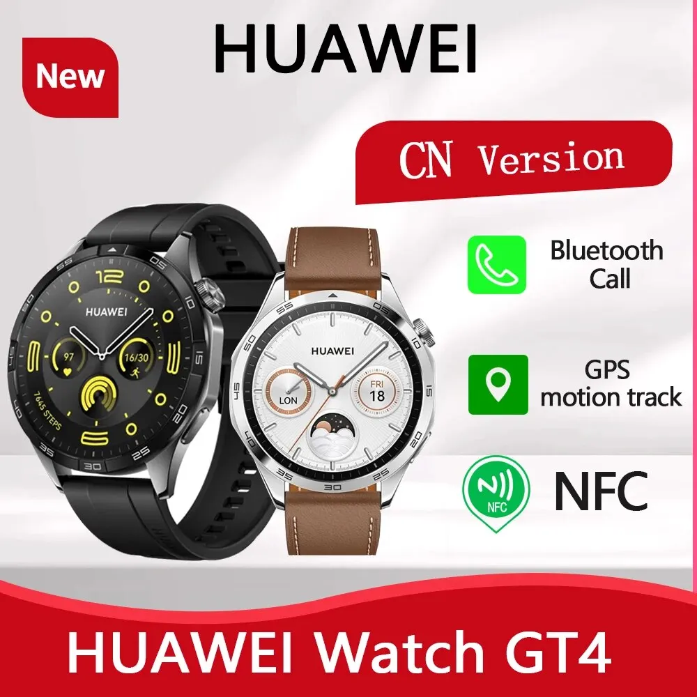 Huawei Original Smart Watch GT4 Bluetooth Call SmartWatch for Men 466*466 AMOLED Screen 5ATM Waterproof with GPS NFC Sport New