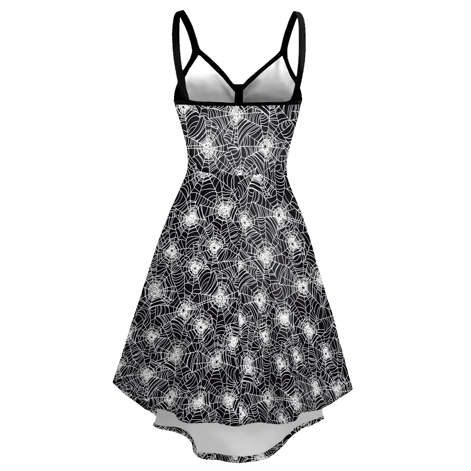 Color Cosplayer Spider Web Pattern Dress Women Halloween Witch Cosplay Costume Backless V Neck Slip Dress Fancy Festival Robe
