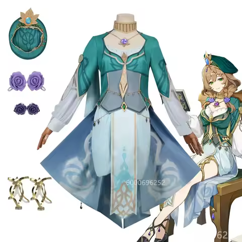 Genshin Impact Lisa Cosplay Costume Librarian Halloween Carnival Party Anime Wig Clothing Hat Jewelry Included New Arrival