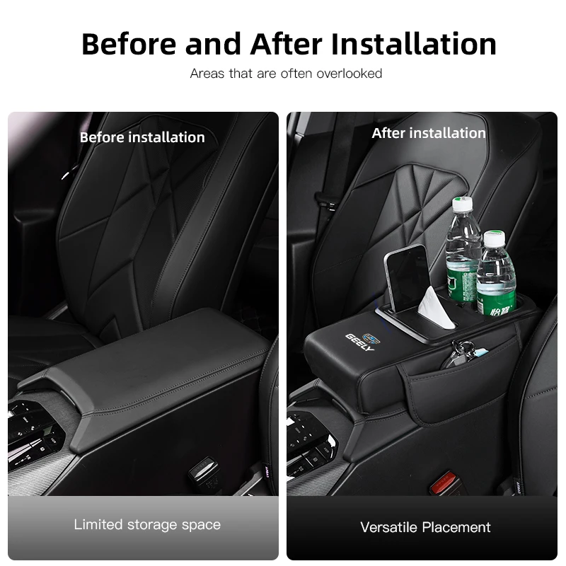 Car Armrest Cushion Auto Amrest Pillow Cover Height Pad For Geely Boyue Haoyue Vision-X3 New emgrand Vision Binyue Emgrand-GS