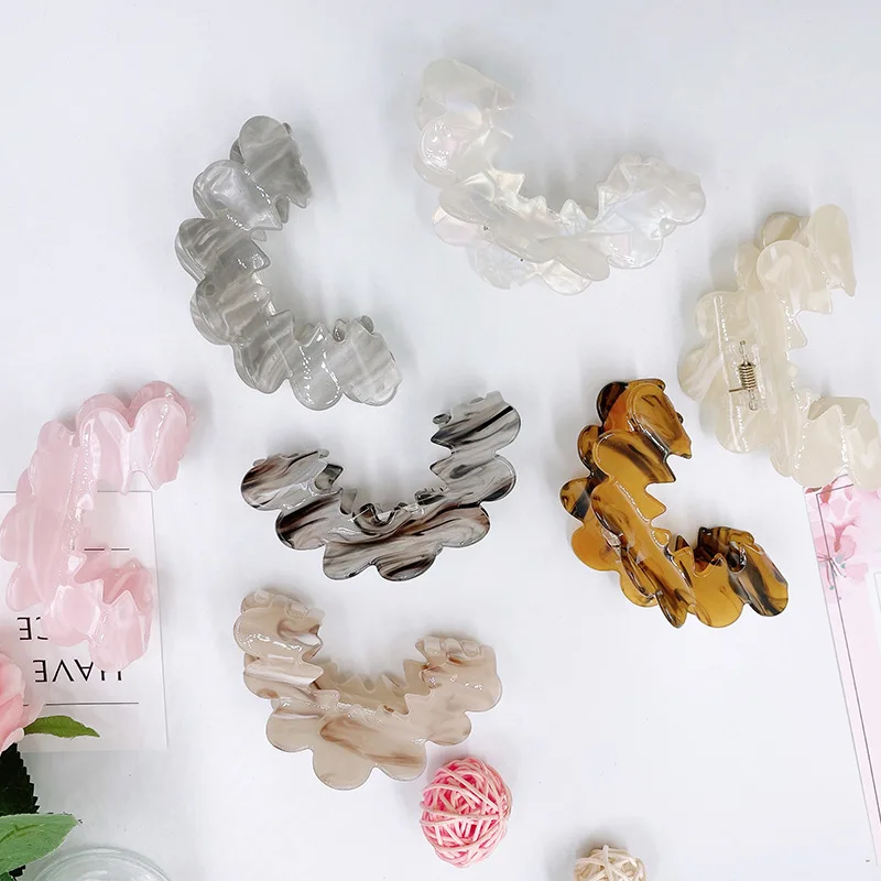 Acrylic Wave Hollow Hair Claw Clip for Women Elegant Simple Large Tassel Ribbon Accessory for Flyaway Hair Premium Lightweight
