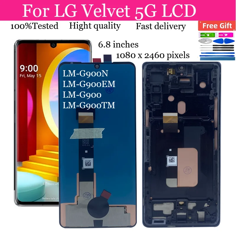 For LG G9 LCD Display Touch Screen Digitizer Assembly For LG Velvet 5G LCD For LG G9 ThinQ Screen LM-G900 Display Replacement