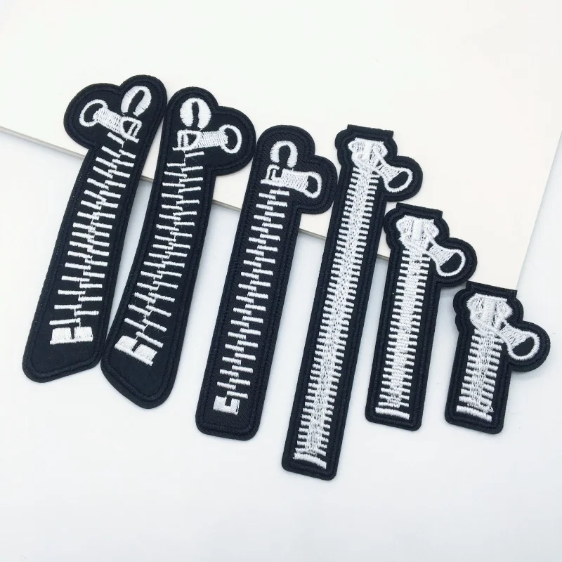 6 stücke Reiß verschluss Patches für Kleidung sortierte Größe Stickerei Patches auf Kleidung DIY Jeans T-Shirt Dekoration Aufkleber.