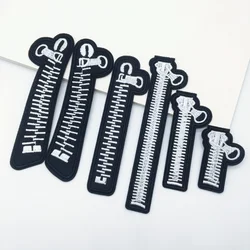 6pcs Zipper Patches For Clothing Assorted Size Embroidery Patches On Clothes DIY Jeans T Shirt Decoration Stickers.