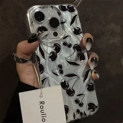 Cherry Fiber Shiny Anti-Drop Phone Case For Samsung Galaxy A55 A54 A15 A14 A16 A35 S25 S23 S22 Ultra Plus S24 FE Laser Cover