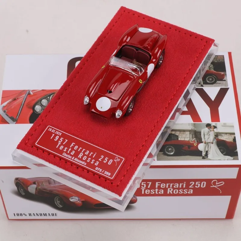 [In Stock] GFCC 1/64 Diecast Alloy 1957 250 Testa Rossa Convertible, Limited‑Numbered Collectible With Suede Base