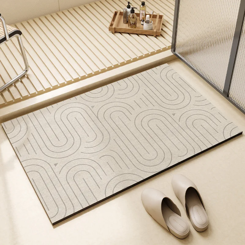 Modern Simplicity Diatom Mud Bathroom Floor Mat Toilet Home Absorbent Door Carpet Bathroom Entry Square Non-slip Soft Foot Mats