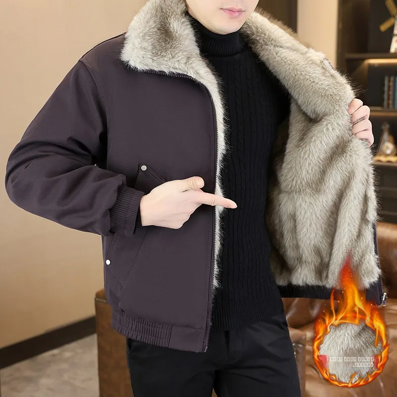 

Зимняя мужская куртка 2025 года, двусторонняя, с воротником-стойкой, теплая и стильная, для подростков