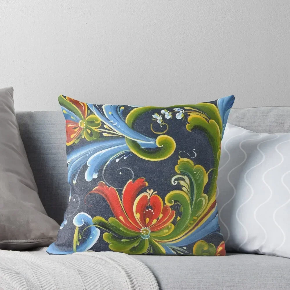 

Telemark Rosemaling from Norway Throw Pillow luxury sofa pillows Pillows Aesthetic Cushions For Decorative Sofa pillow