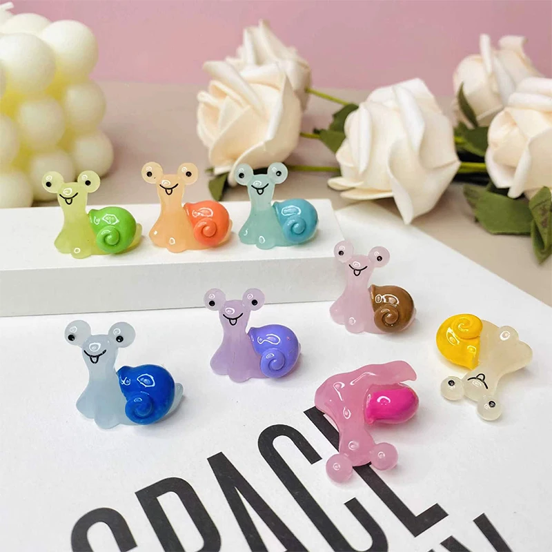 تمثال حلزوني صغير مضيء لديكور المنزل ، إكسسوارات مناظر طبيعية صغيرة ، 10 ، 10