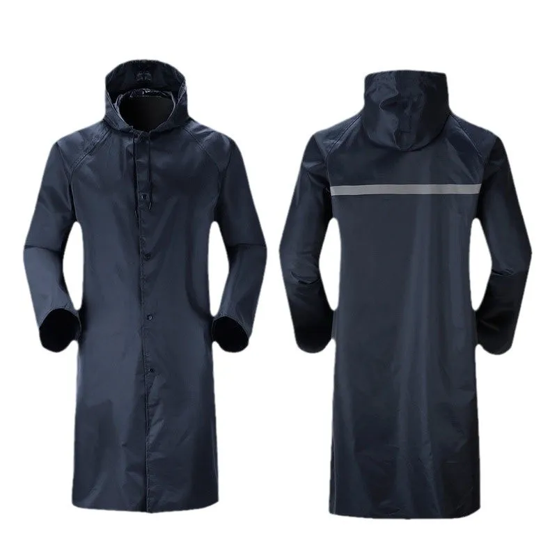 

Long Men's Single Raincoat Wear-resistant Hooded Reflective Strip Poncho Outdoor Hiking Travel Rain Gear