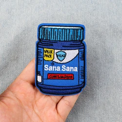 Medicine Bottle Embroidery Patch Spanish Culture Iron On Patches For Clothing Thermoadhesive Patches On Clothes DIY Sew Badges