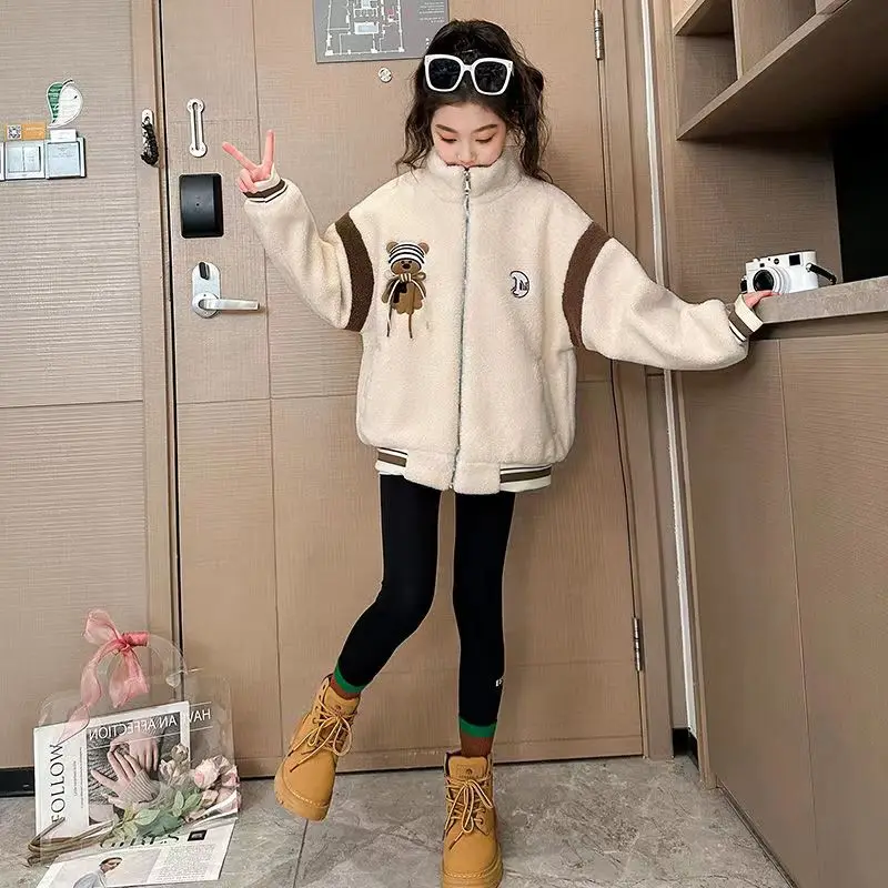 Autumn Winter Cute Teddy Bear Jacket Coat Kids Teens Fashion Clothes For Teens Girls Cardigan 5 To 14 Children Outwear Coats