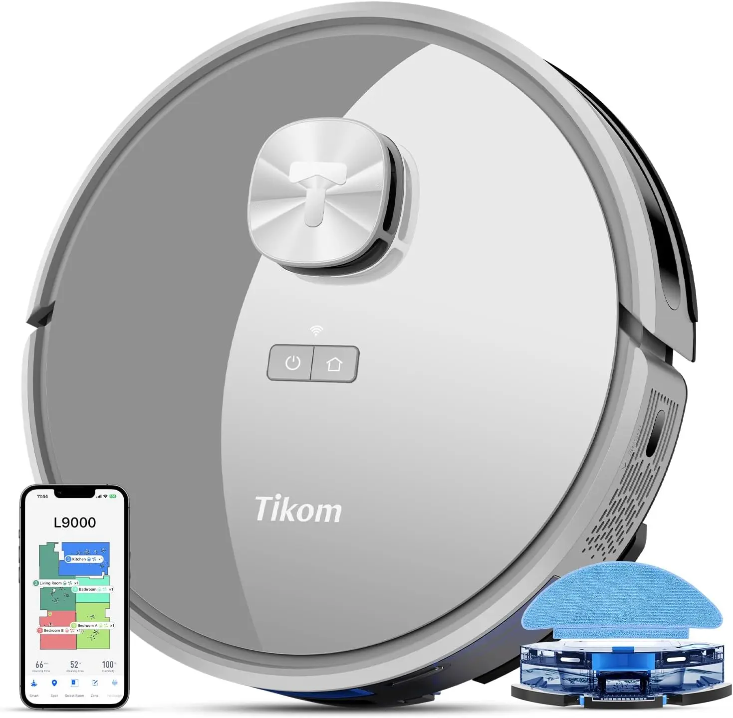 Robot Vacuum and Mop Combo Navigation, 4000Pa Robotic Vacuum Cleaner,Smart Mapping