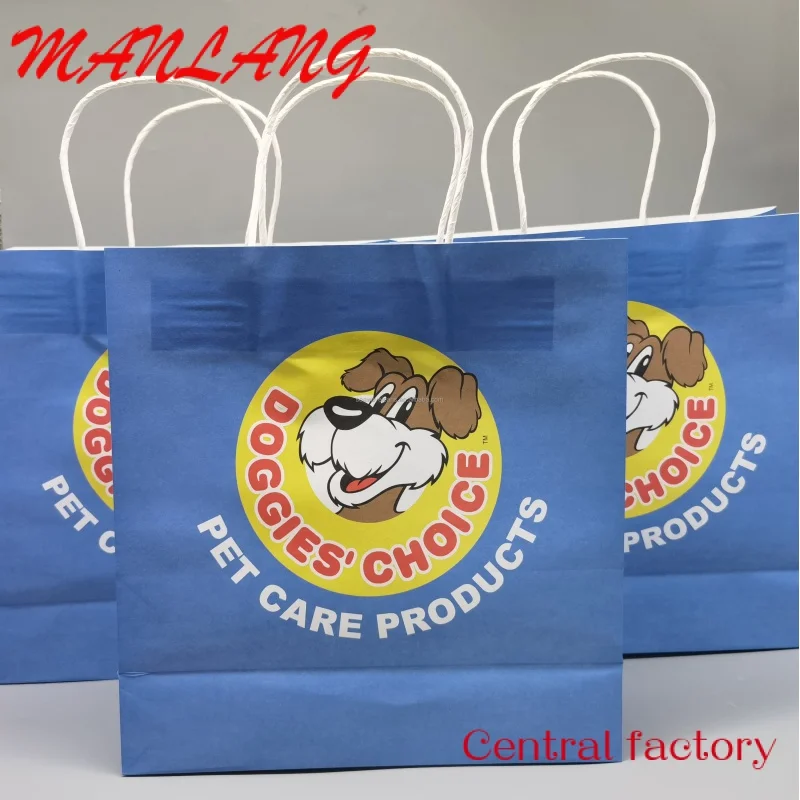 Custom  Recyclable Kraft Paper Bag With Own Logo Custom Shopping Paper Bag For Food With Handle Take away bag