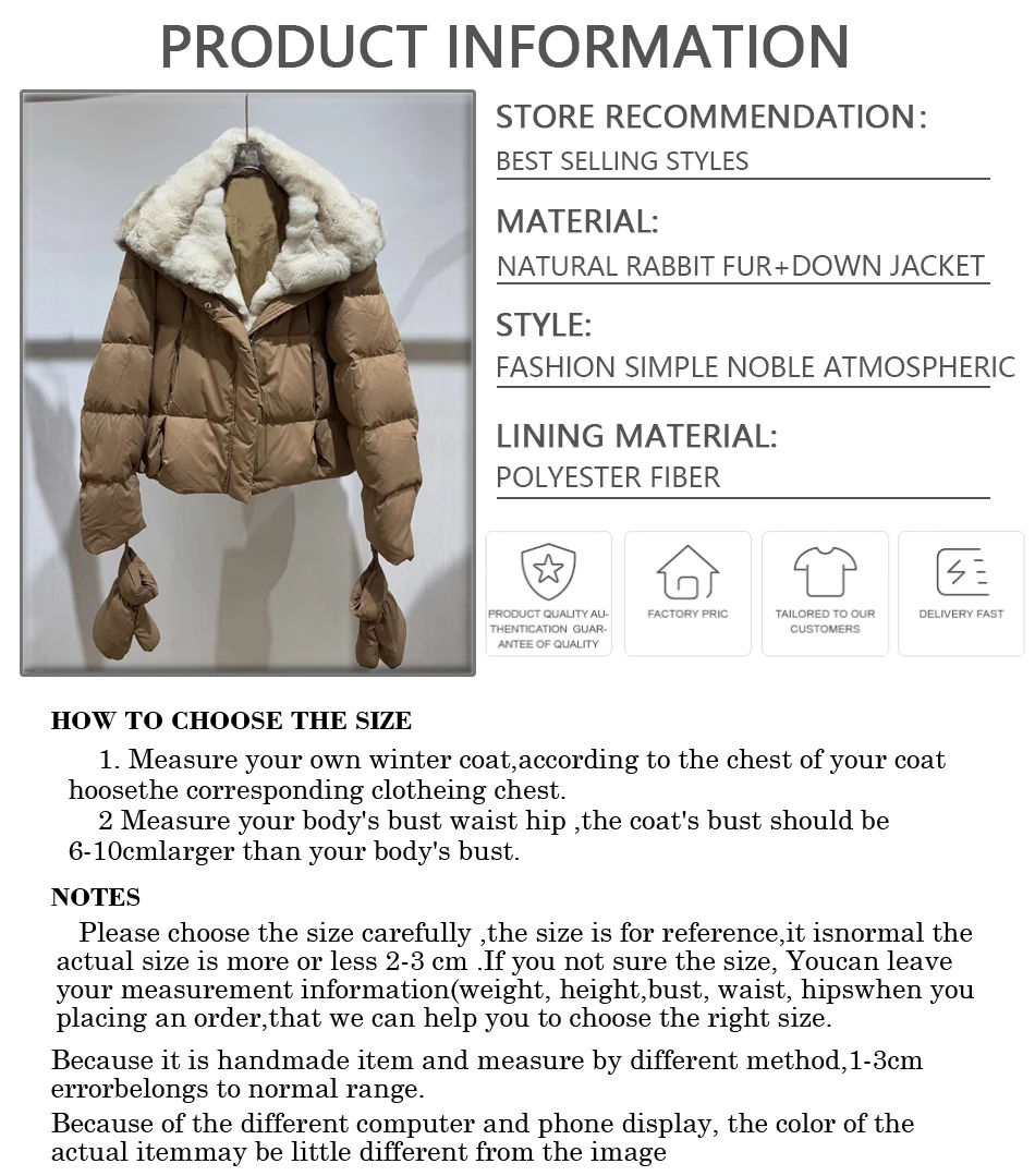 Women's Short Down Jacket With Hood Real Rabbit Fur Jacket White Natural Fur Puffer Jacket Luxury Genuine Fur Outerwear