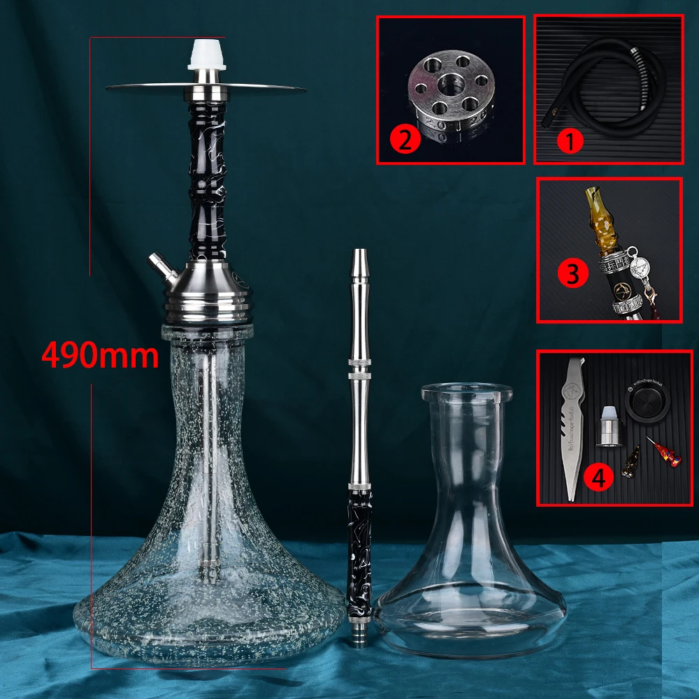 Wolfcoolvape Hookah Shisha Pipe kit original high quality hookah single tube pot resin stainless steel hookah pot complete set