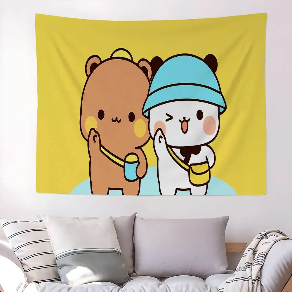Bear Cartoon Kawaii D-Dudu B-Bubu Tapestry Art Printing Japanese Wall Tapestry Anime Wall Hanging Home Decor