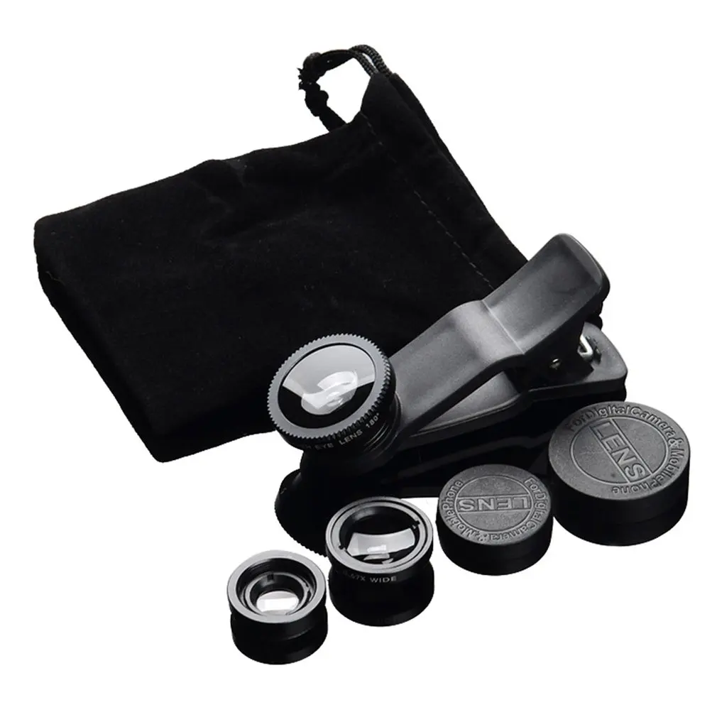 3 In 1 Fish Eye Lens Wide Angle Macro Fisheye Lens Zoom Mobile Phone Camera Lens Kit Camera Lens Set Phone Camera Accessories
