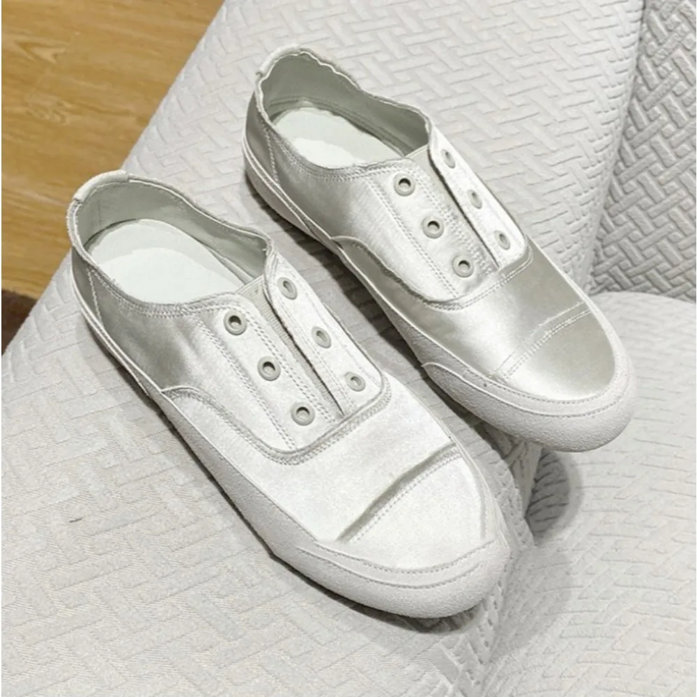 

Повседневная обувь на плоской подошве для женщин. Весна и осень. Новые испанские шелковые туфли. Женские тонкие парусиновые туфли. Женские кроссовки на платформе.