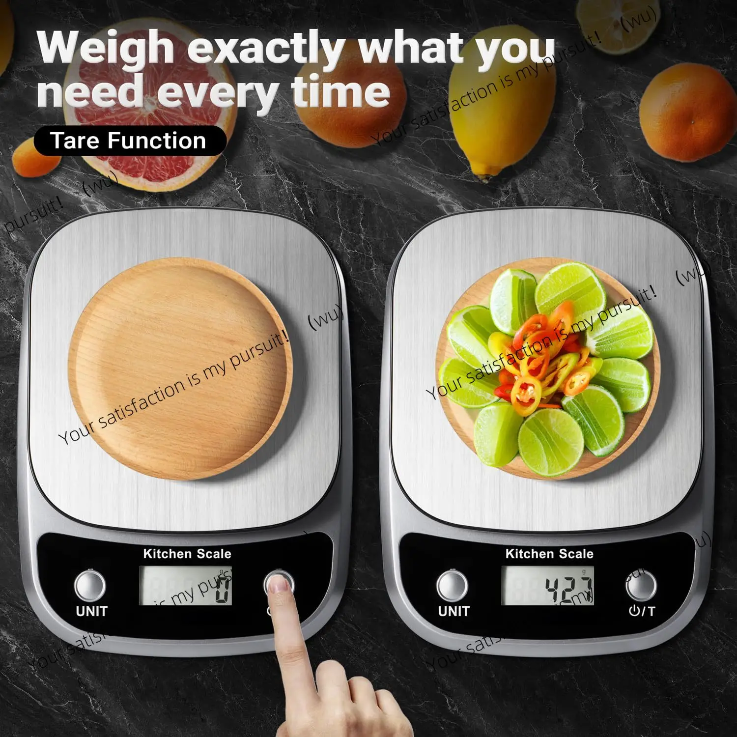 

Digital kitchen scale LED display 5kg/1g stainless steel panel, household weighing baking tool