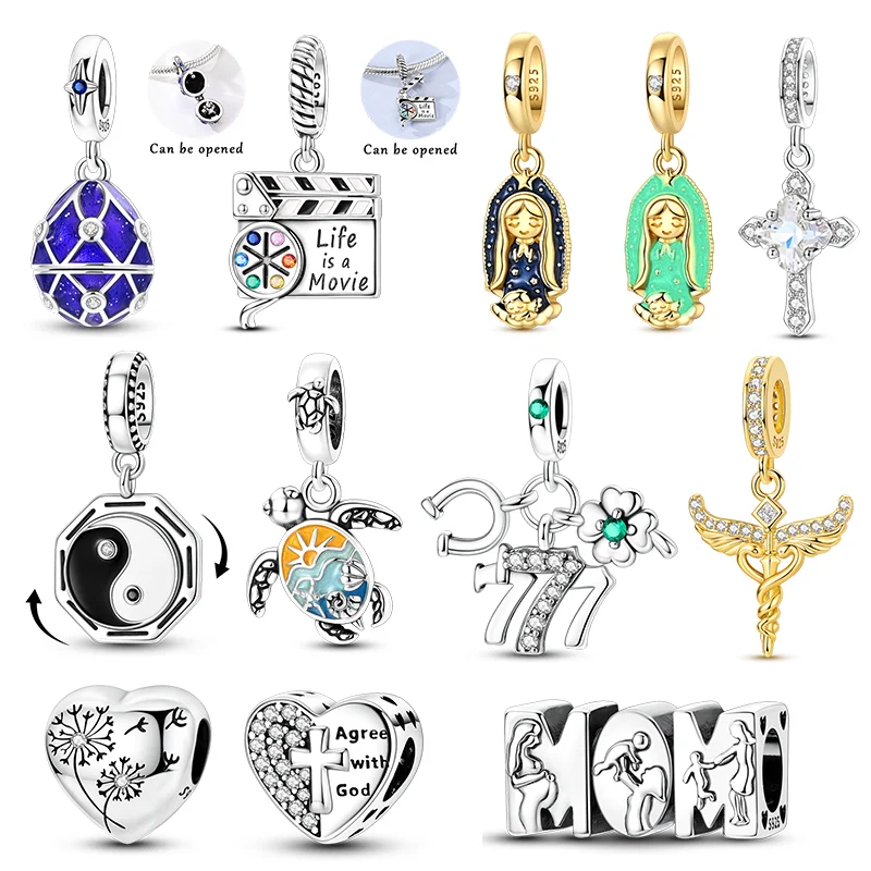 New 925 Sterling Silver Charms Beads Four Leaf Clover Dandelion Pendants Fit Original Bracelet Women Girls DIY Party Gifts