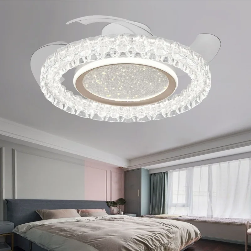 Shaking Ceiling Fan Lights Modern Minimalist Study Living Dining Room Bedroom LED Fan Lamps Silent Intelligent Lighting Fixtures