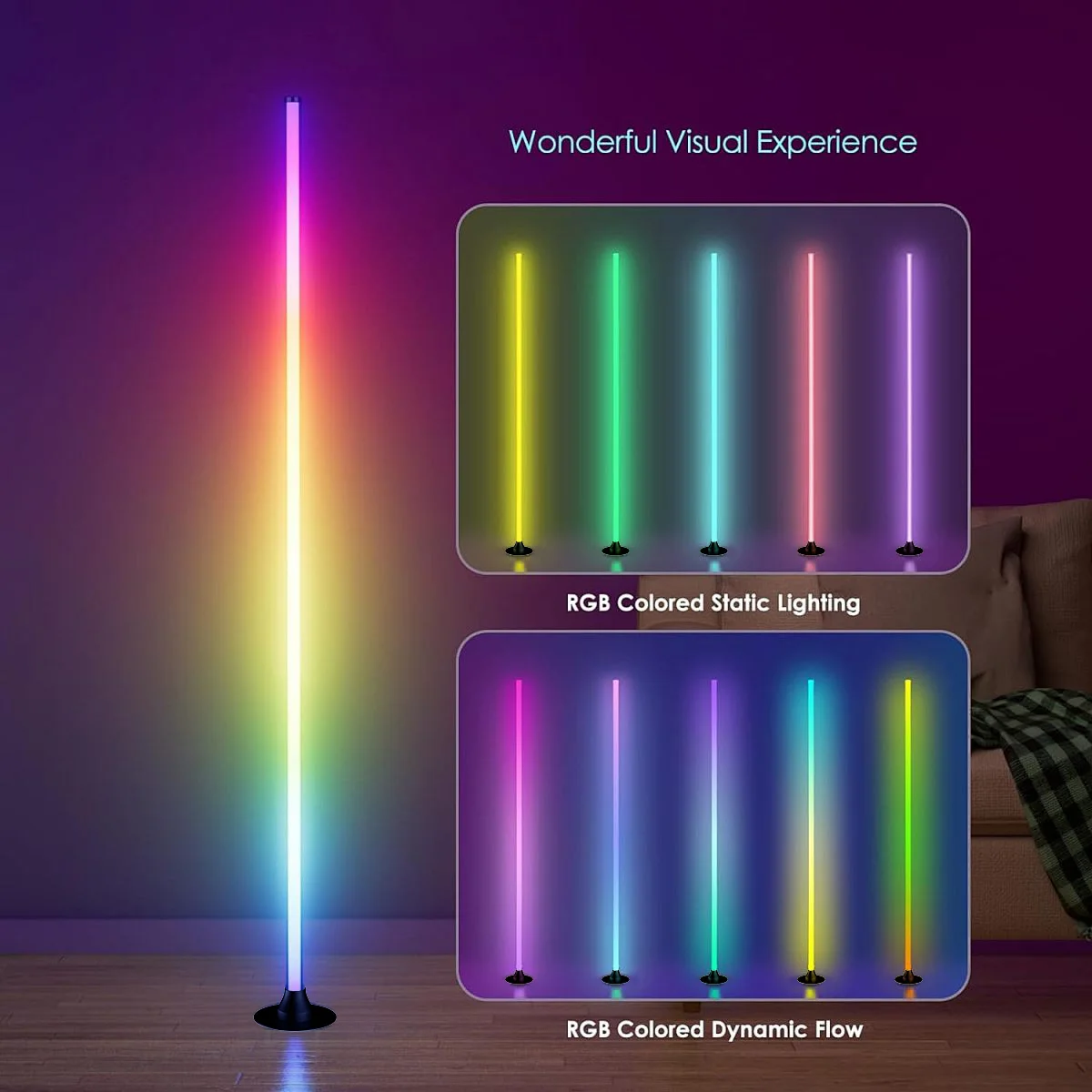 EISSLOLY 1/2 pièces lampadaire RGB Intelligent contrôle des applications synchronisation de la musique minuterie d'éclairage d'angle