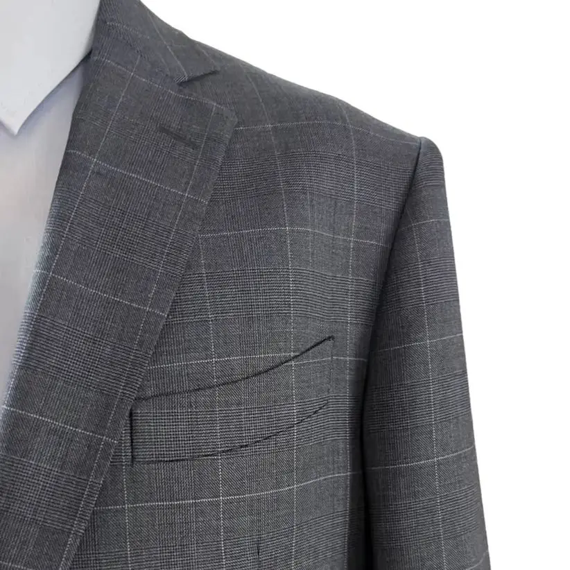 2026 Luxury 100% Wool Super 120 Pure Wool Business Suits Tailor Made Suits Middle Grey Glen Check Suit Custom Made Suits For Men