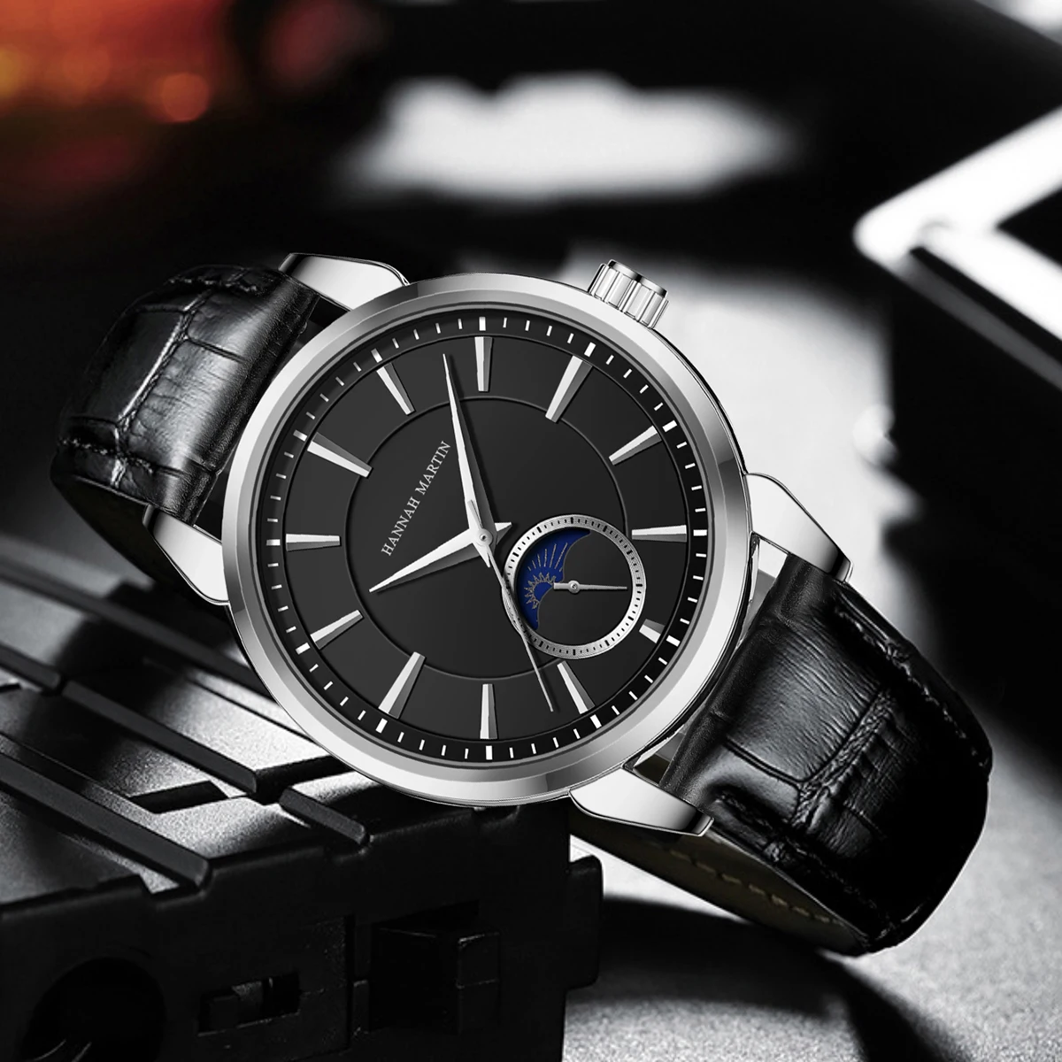 ساعة رجالية أصلية متعددة الوظائف ماركة هانا مارتن ساعة كرونوغراف فاخرة بحركة كوارتز ساعة رياضية كاجوال للرجال
