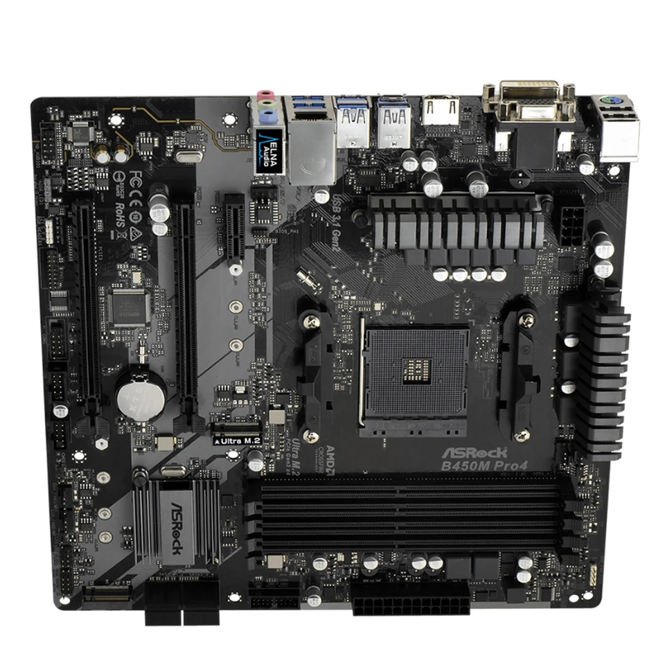 ASRock B450M Pro4 AM4 Micro ATX Motherboard for Ryzen