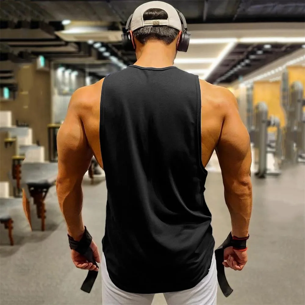 Summer New Tide Brand White Tank Top Y2K Sleeveless T Shirt Men Sport Gym Clothing Mens Fitness Tank Tops Camiseta Gym Hombre - Image 4