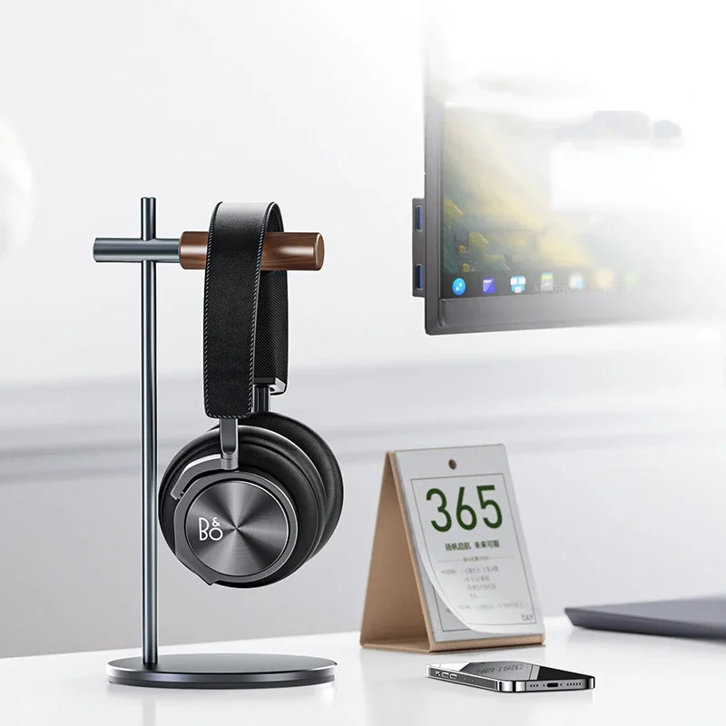 

Metal & Walnut Wood Headphone Stand,Anti-slip Base Universal Desk Holder for Gaming Over-ear Headsets,Minimalist Display Rack