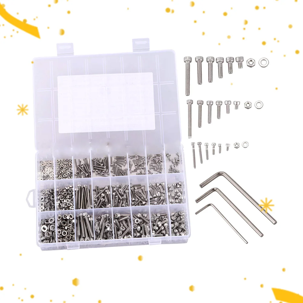 

1080Pcs Socket Head Screws Nuts Assortment Stainless Steel Metric Bolts Durable Anti-Rust Fasteners Screws and Bolts